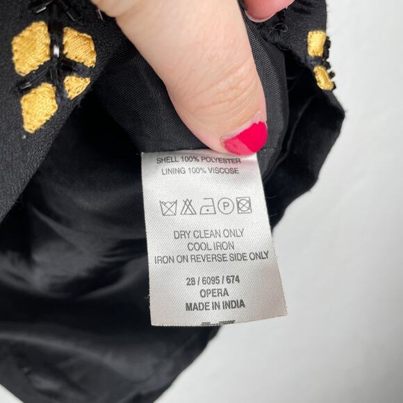 Reiss Opera Black Beaded Gold Leaf Floral Embroidered Mini Pencil Skirt 10 - Picture 13 of 13